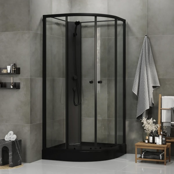 Duschkabin Austin Matt, Svart, 90x90x195cm, Klarglas